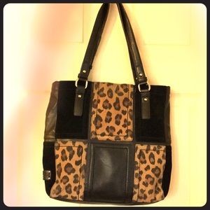 Suede and leather handbag